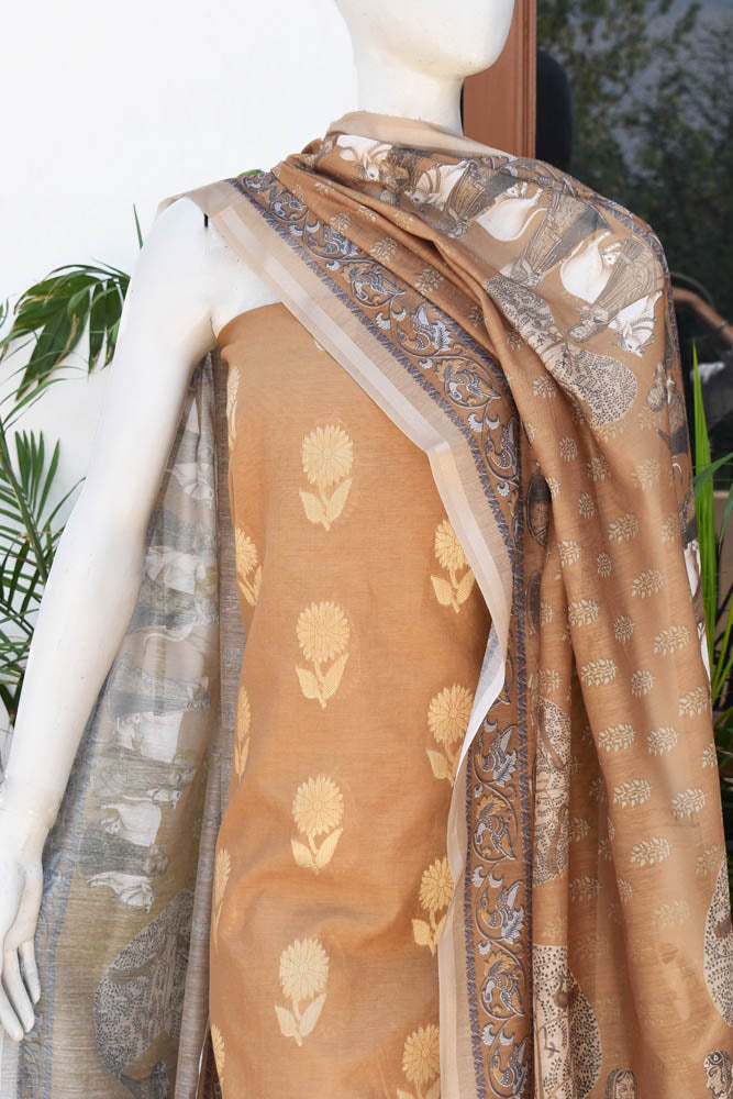 Beautiful Silk cotton Suit with Miniature Art Digital print dupatta
