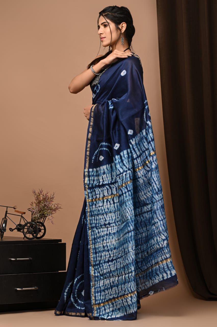 Beautiful Shibori Chanderi Silk Cotton Saree