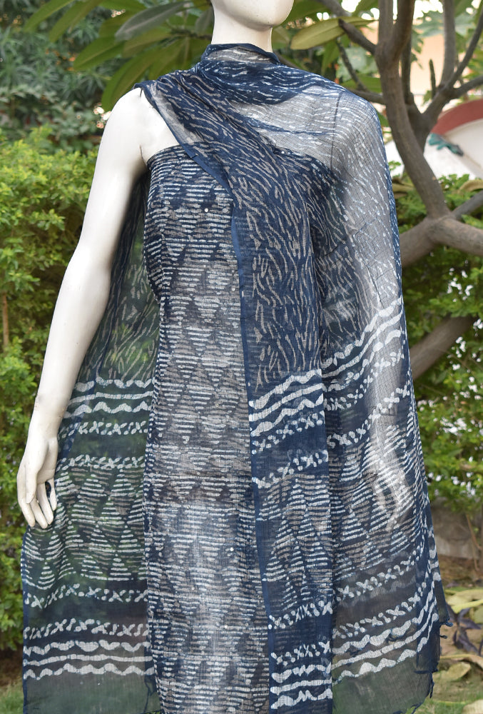 Beautiful Kashish & Indigo Hand Block Printed Kota cotton suit with foil mirror work