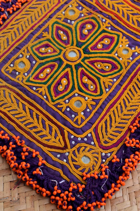 Authentic Vintage Hand Embroidered Banjara Afghani Tribal Patch with bead work