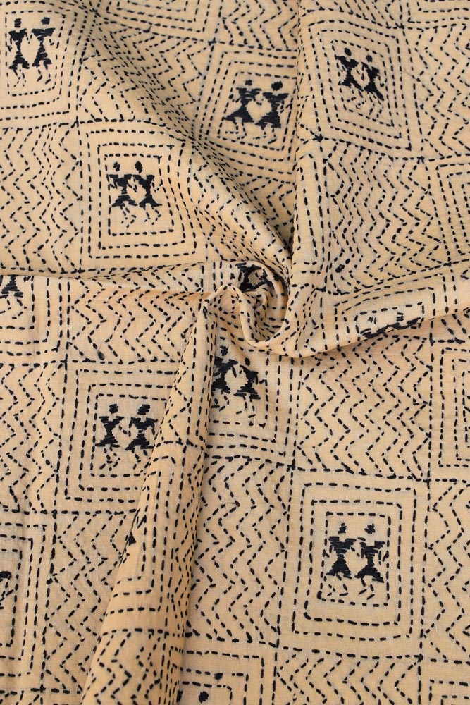 Cotton Blouse fabric with Hand Kantha work