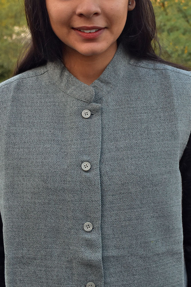 Handwoven Himalayan Wool Jacket with Satin silk inner lining - size 40 , 42