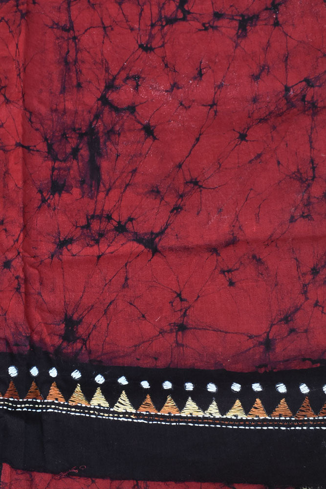 Hand crafted Batik & Kantha work cotton fabric - (Length 2.5 mtrs, )