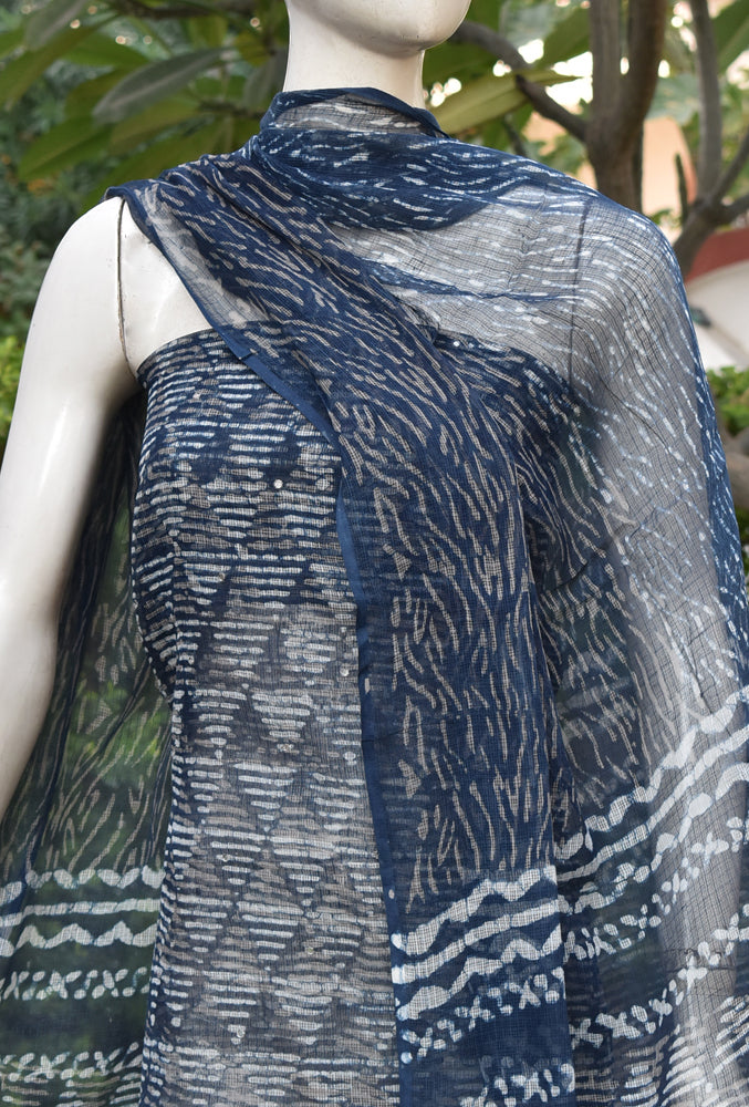 Beautiful Kashish & Indigo Hand Block Printed Kota cotton suit with foil mirror work