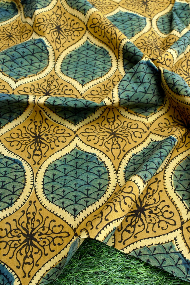 Ajrakh Hand Block Printed Cotton Cut ( blouse) Fabric