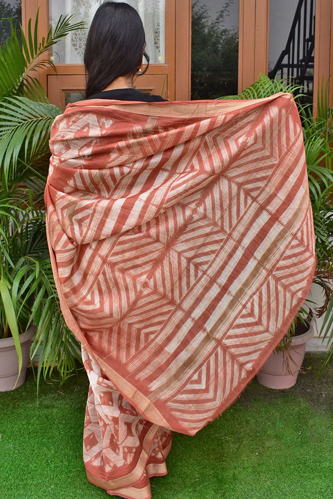 Handcrafted Shibori Tie-Dye Maheshwari Saree with Zari Border