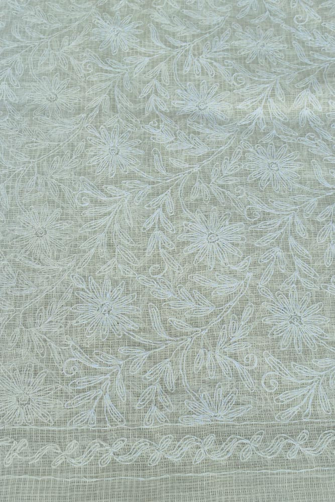 Hand Embroidered Chikankari Tepchi work Kota Doria fabric - (2.7 - 2.8 mtrs )