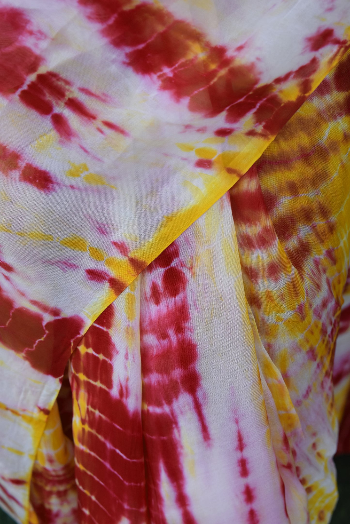 Semi Organza Saree with Hand Tie Dye work