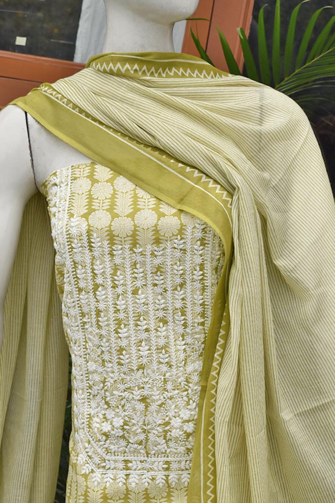 Beautiful soft Cotton Unstitched Suit Fabric with Embroidery & Soft Mul cotton dupatta