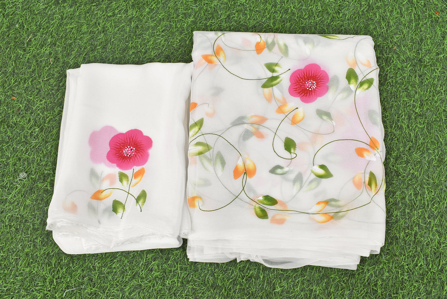 Prakriti : Beautiful Chiffon Saree with Hand Painted Floral Motifs