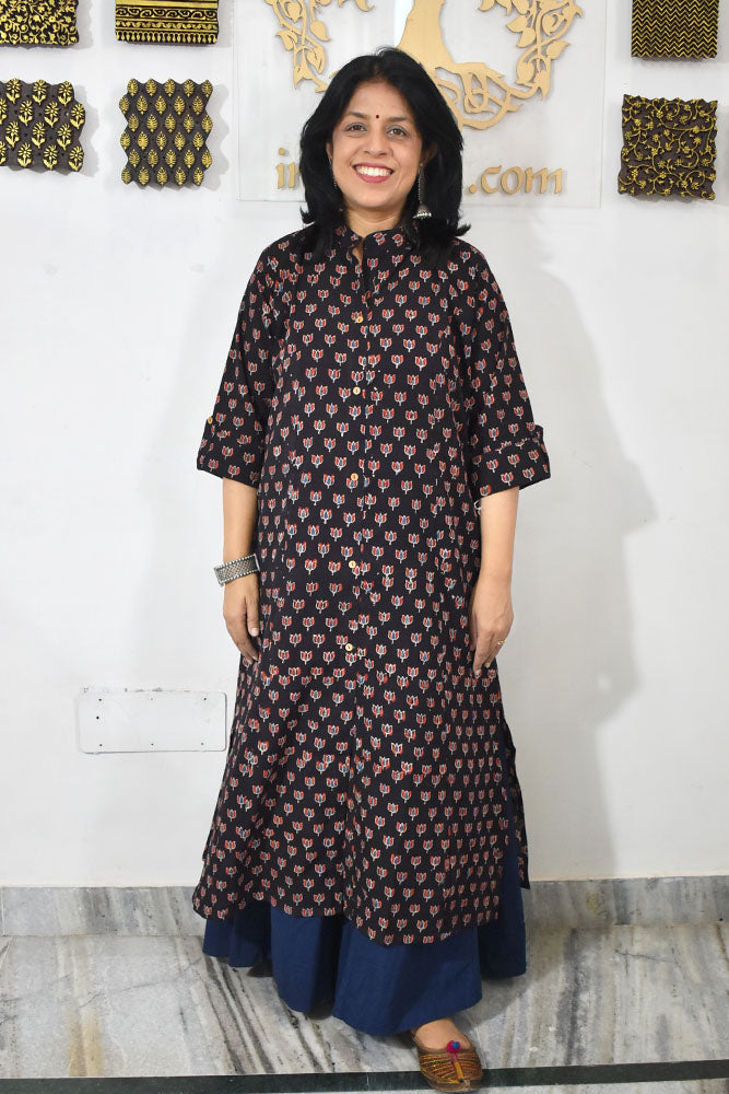 Beautiful Hand Block Printed Ajrakh Cotton kurta, Size 38 to 46 ( all sizes)