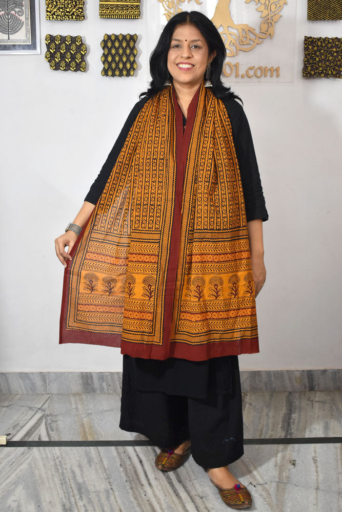 Bagh Hand Block print Cotton Stole