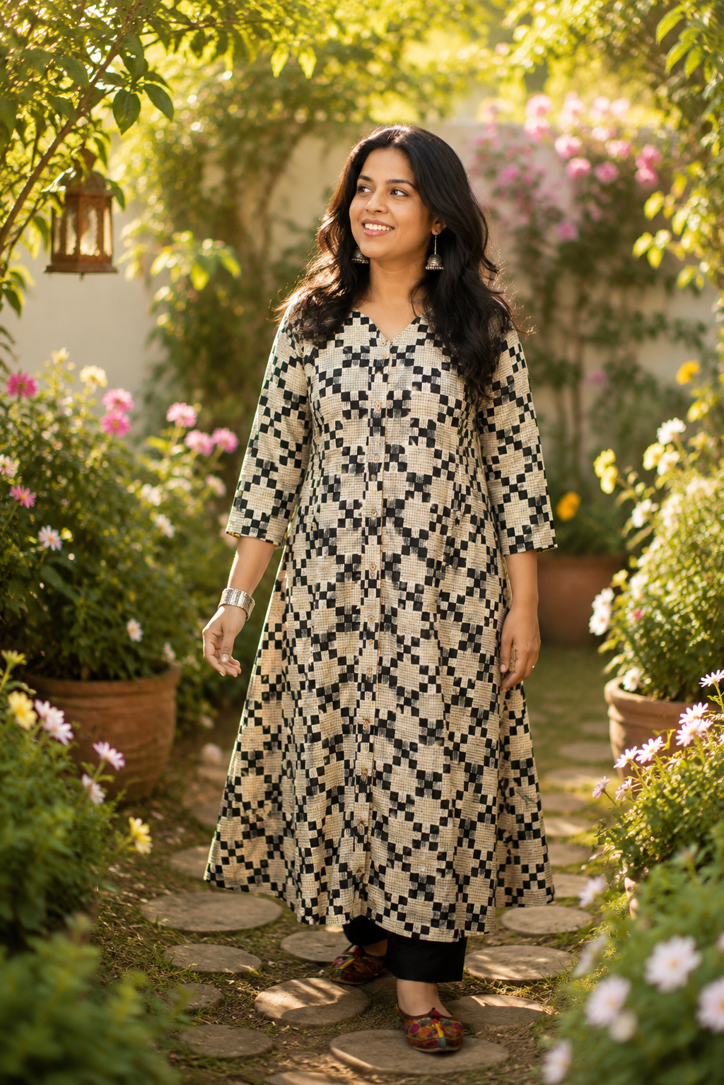 Designer Hand Block Printed Cotton Kurta / Dress - Size 38 to 48 ( all sizes)