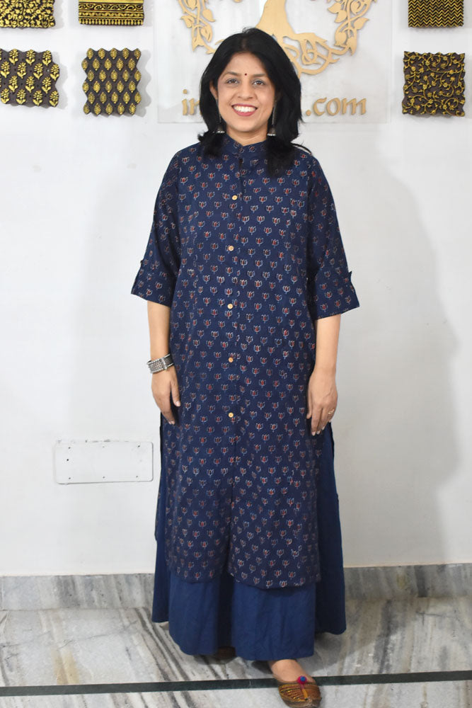 Beautiful Hand Block Printed Ajrakh Cotton kurta, Size 38 to 46 ( all sizes)