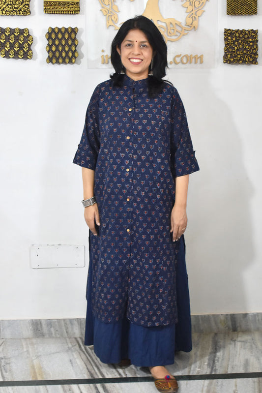 Beautiful Hand Block Printed Ajrakh Cotton kurta, Size 38 to 46 ( all sizes)