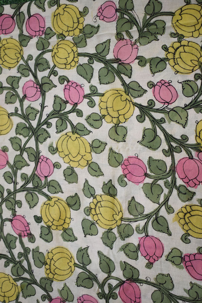 Beautiful Hand Painted Pen Kalamkari Chanderi Fabric - 2.5 mtrs cut