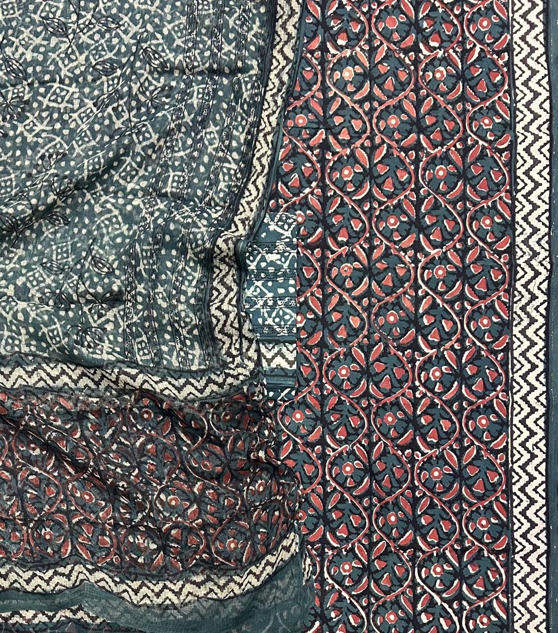 Beautiful Vanaspathi Ajrakh Pure cotton suit with Kota Doria dupatta