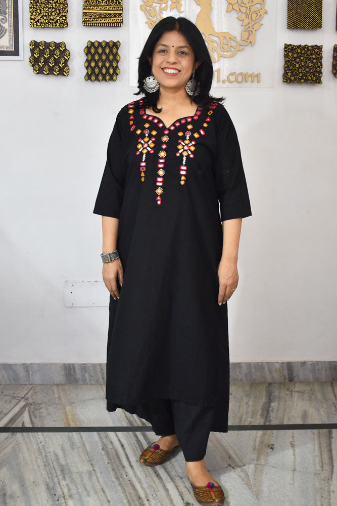 Beautiful Cotton Kurta with Kutch mirror work