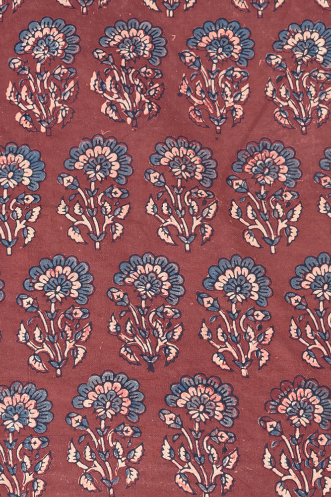 Ajrakh Hand Block Printed Cotton Fabric - 2.5 mtrs