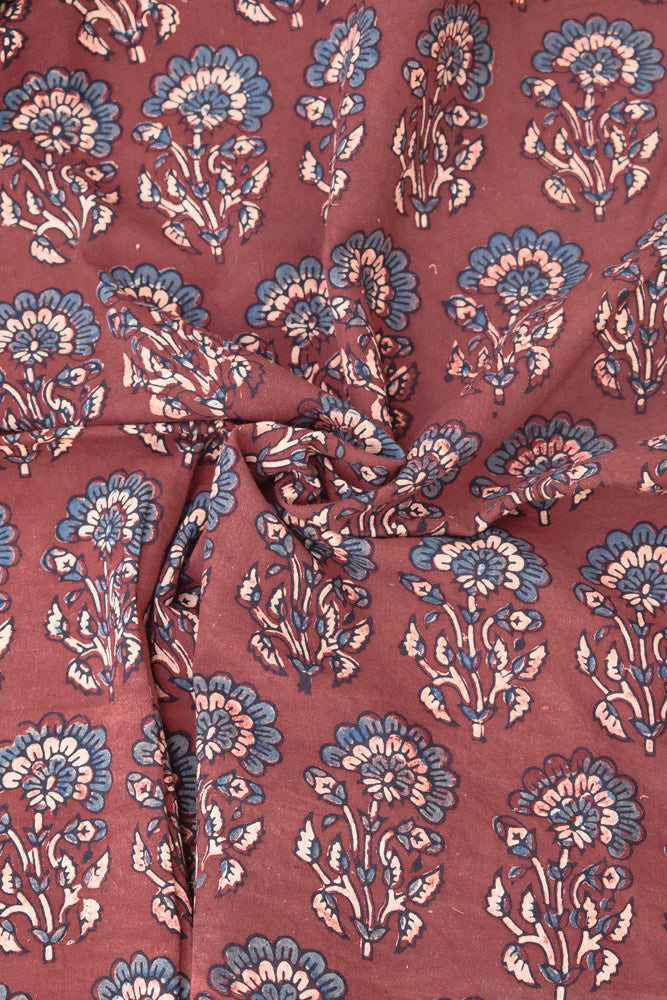 Ajrakh Hand Block Printed Cotton Fabric - 2.5 mtrs