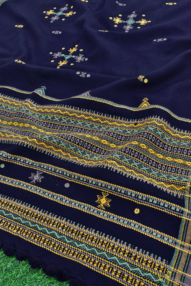Handwoven Bhujodi Mirror Work Pure Wool Stole / Shawl