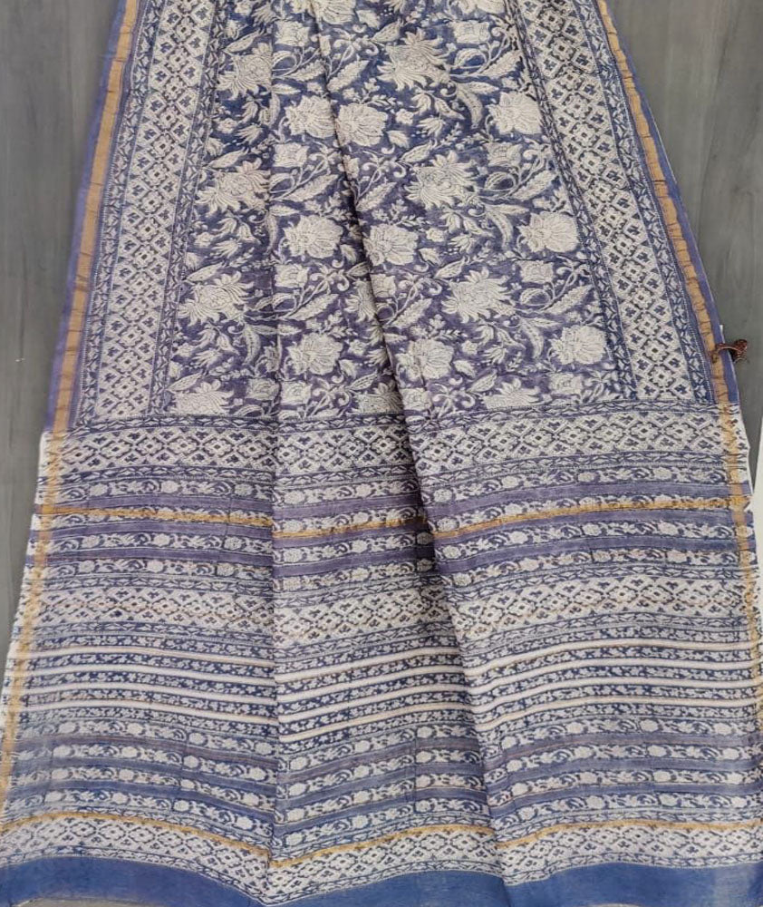 Beautiful Hand Block Printed Chanderi Silk Cotton Saree