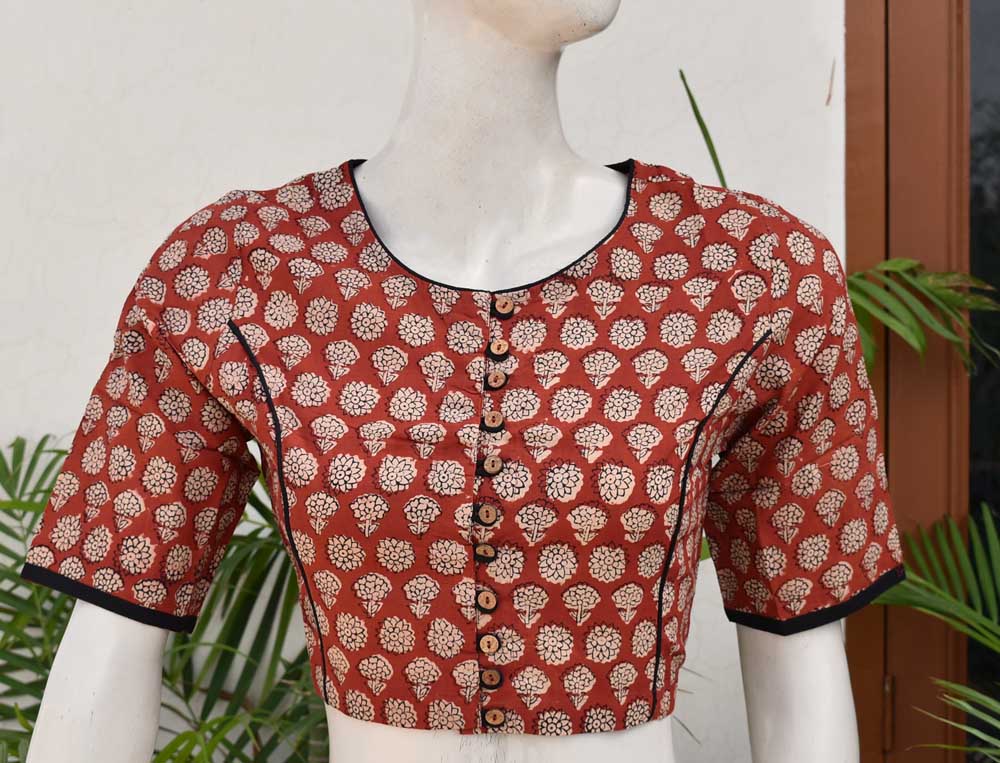 Hand Block Print Cotton Blouse -  Size  -34, 36, 38, 40 , 42