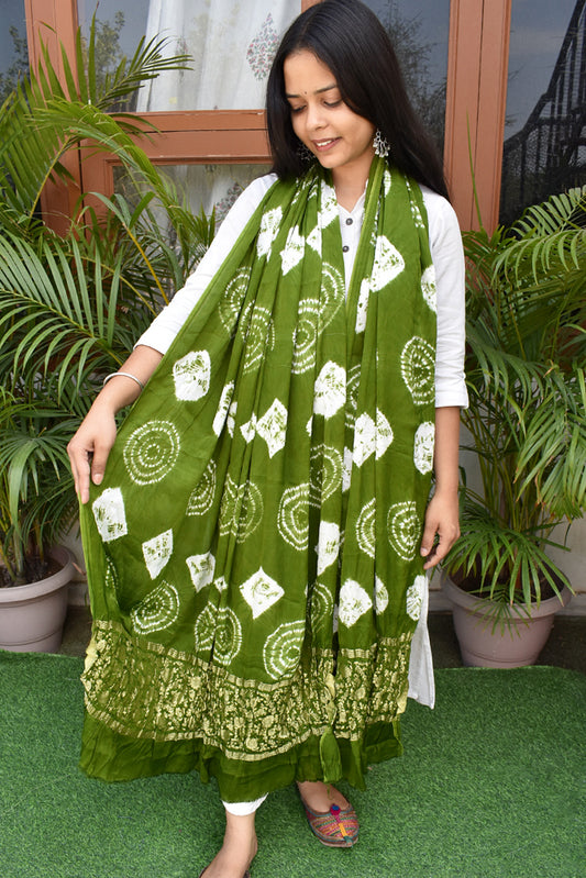 Beautiful Hand Crafted Shibori Modal Silk Dupatta with Tissue Lagdi patta palla