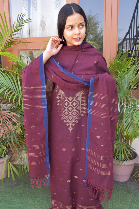 Bunaai: Beautiful Hand Woven Soft Cotton Jamdani Suit