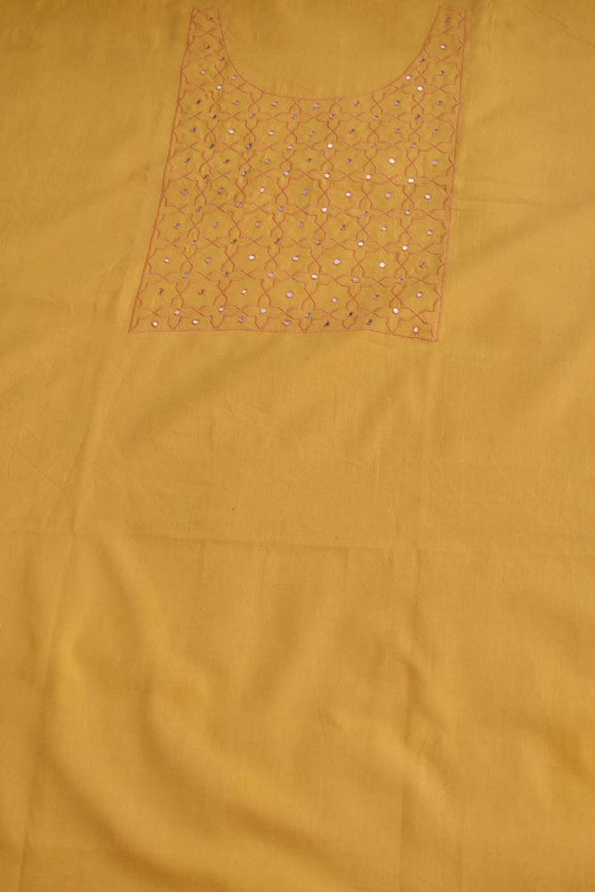 Elegant Cotton Kurta fabric with Embroidery - 2.6 - 2.7 mtrs
