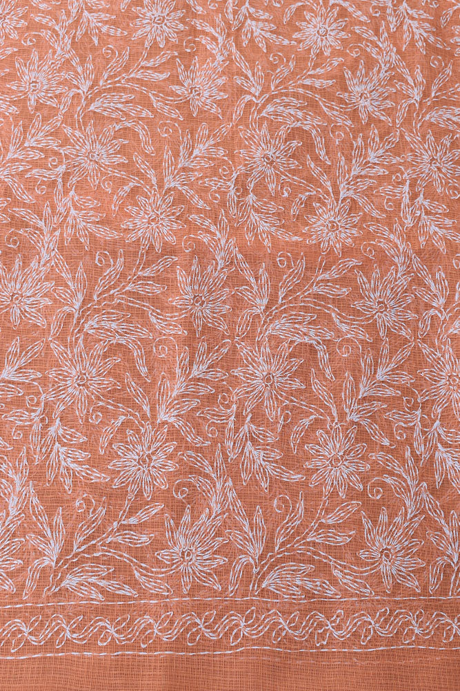 Hand Embroidered Chikankari Tepchi work Kota Doria fabric - (2.7 - 2.8 mtrs )
