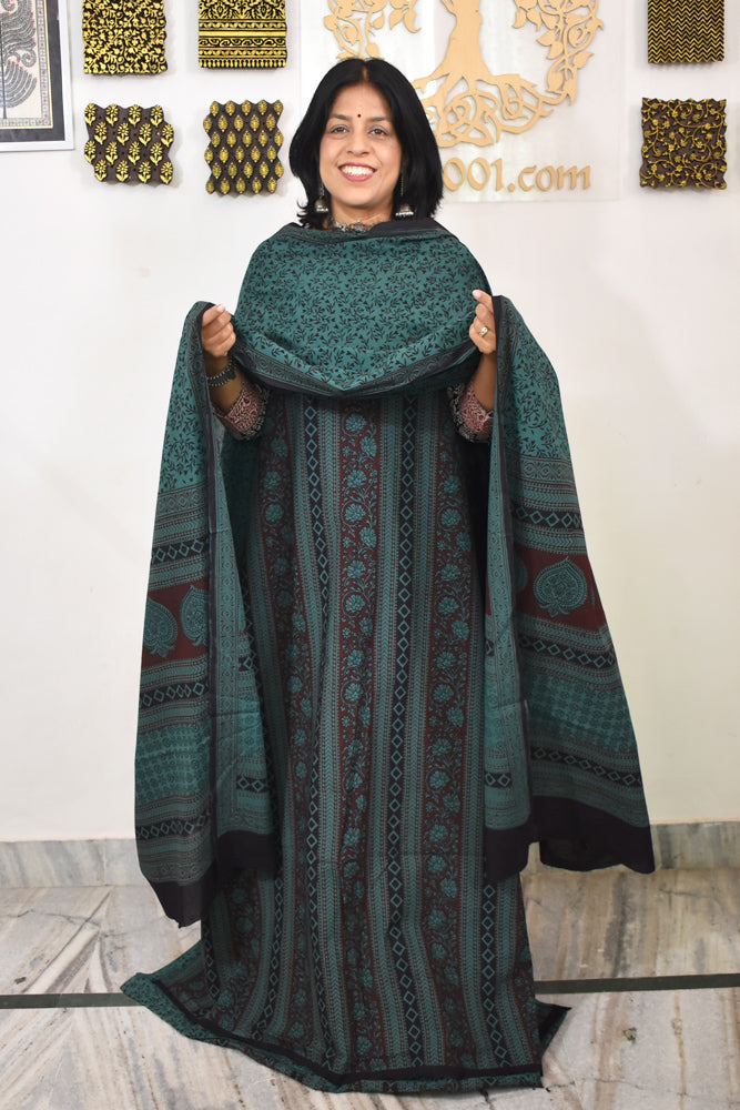 Bagh Hand Block Printed unstitched 3 pc Cotton suit fabric from MP