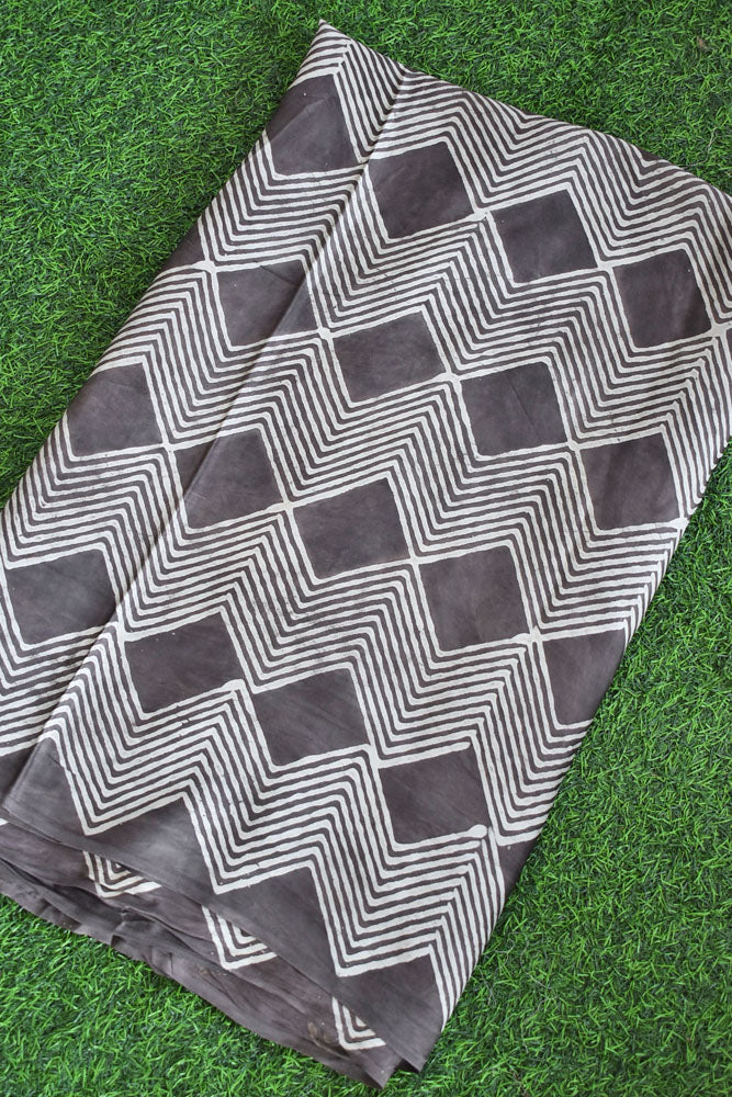 Beautiful Modal Silk Dabu Hand Block Print Fabric - 2.5 mtrs cut