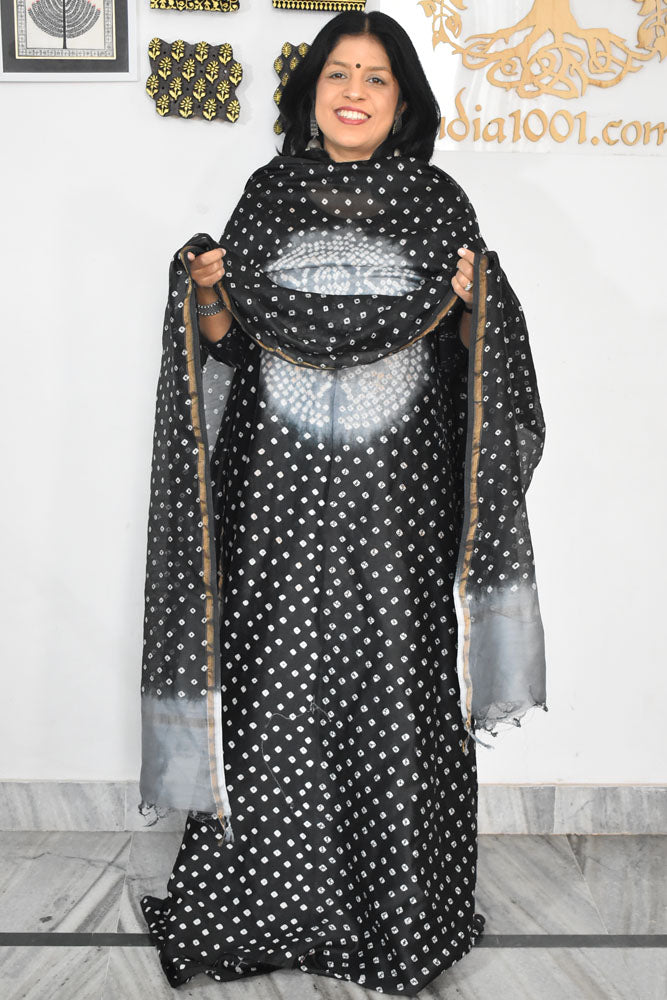 Premium Chanderi Silk Cotton Kurta dupatta sets with Bandhani Work