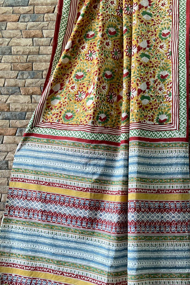 Beautiful Sanganer Hand Block Print Soft Cotton Saree