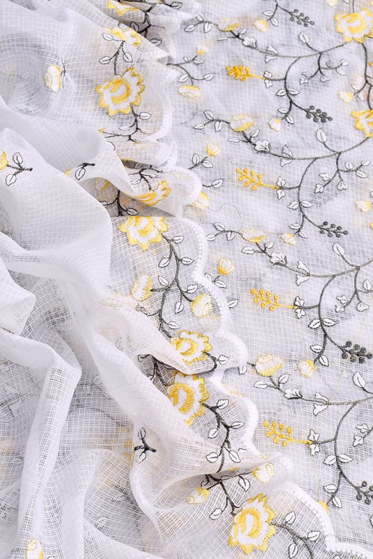 Elegant , Soft & Light Kota Cotton Kurta & Dupatta with embroidery & scallops