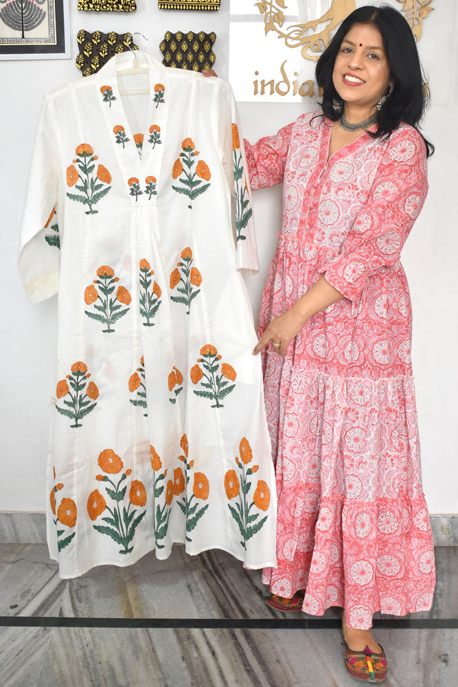 Beautiful Hand Block Printed Cotton Kurta Size - 38, 40, 42, 44