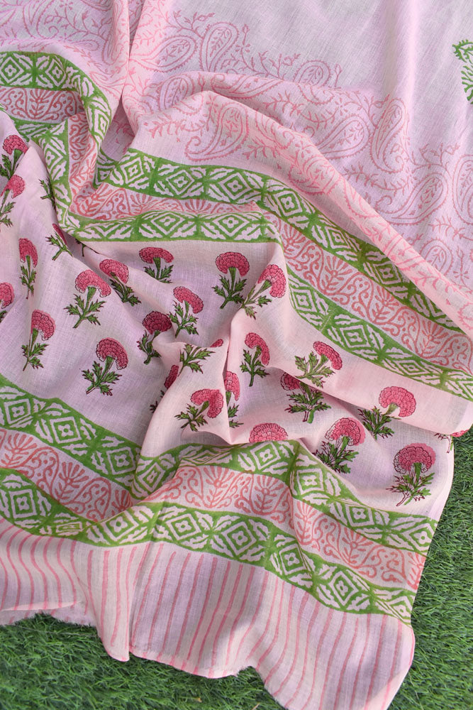 Hand Block Printed Soft Mul Cotton Dupatta