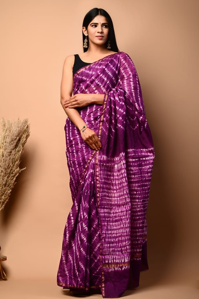 Beautiful Shibori Chanderi Silk Cotton Saree