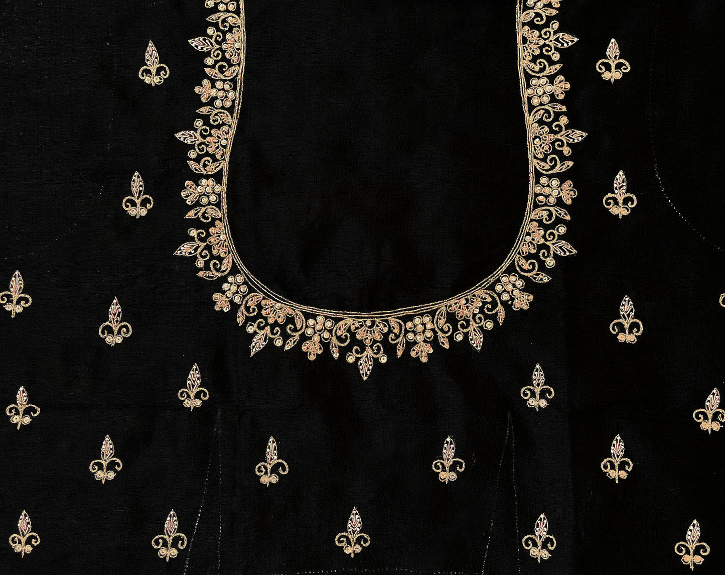 Intricate & Detailed Hand Zardozi, DaBka, Aari , Pearl & Sequin work Blouse Fabric on Art Silk Fabric