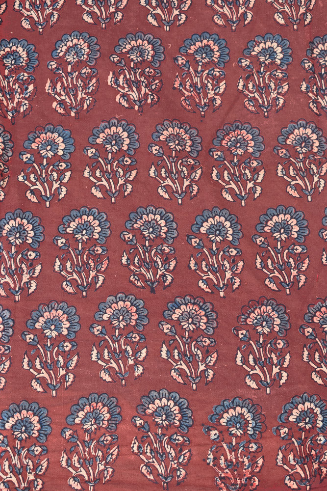 Ajrakh Hand Block Printed Cotton Fabric - 2.5 mtrs