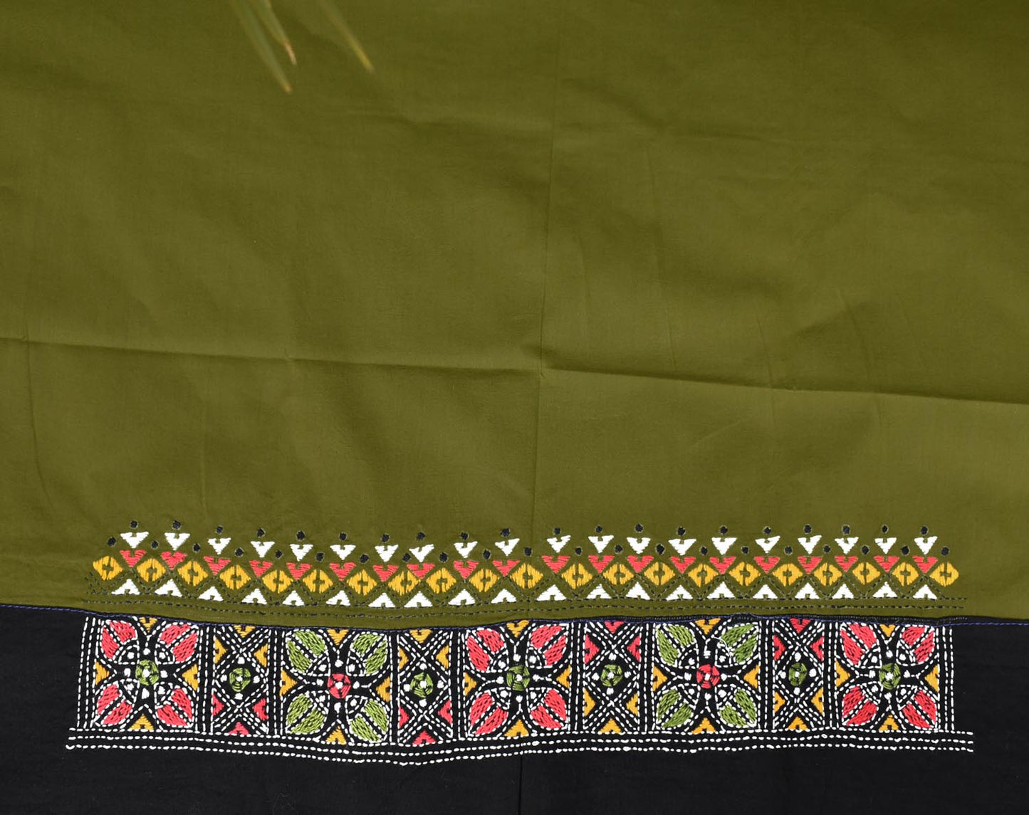 Cotton Blouse fabric with Bengal Kantha Hand Embroidery work