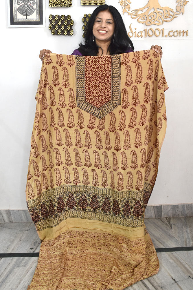 Beautiful Bagh Crepe Hand Block Print Fabric