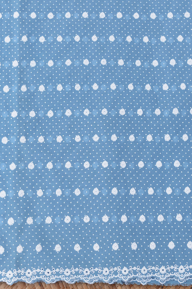 Beautiful cotton fabric with schiffli work & embroidery - 2.5 mtrs