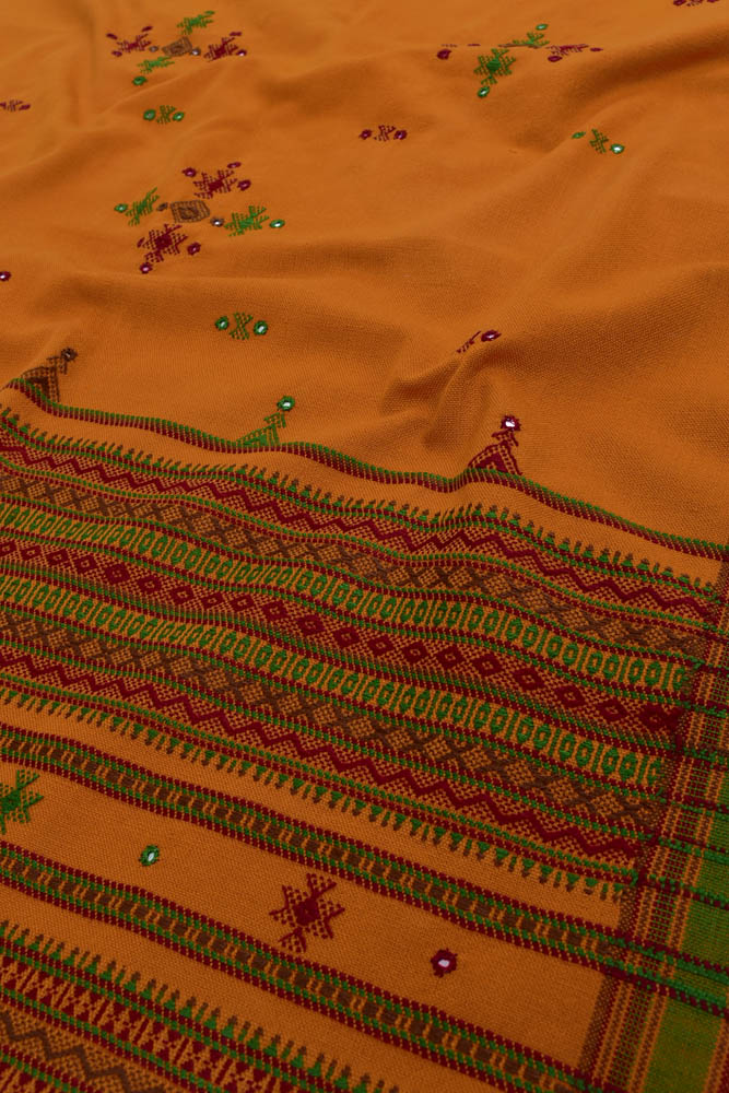 Handwoven Bhujodi Mirror Work Pure Wool Stole / Shawl