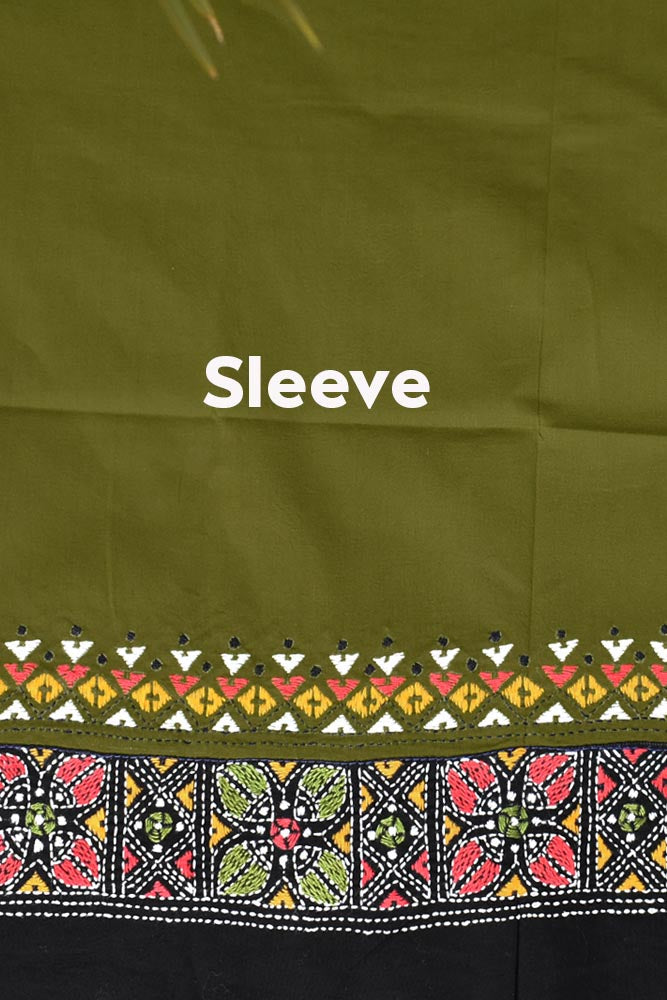 Cotton Blouse fabric with Bengal Kantha Hand Embroidery work