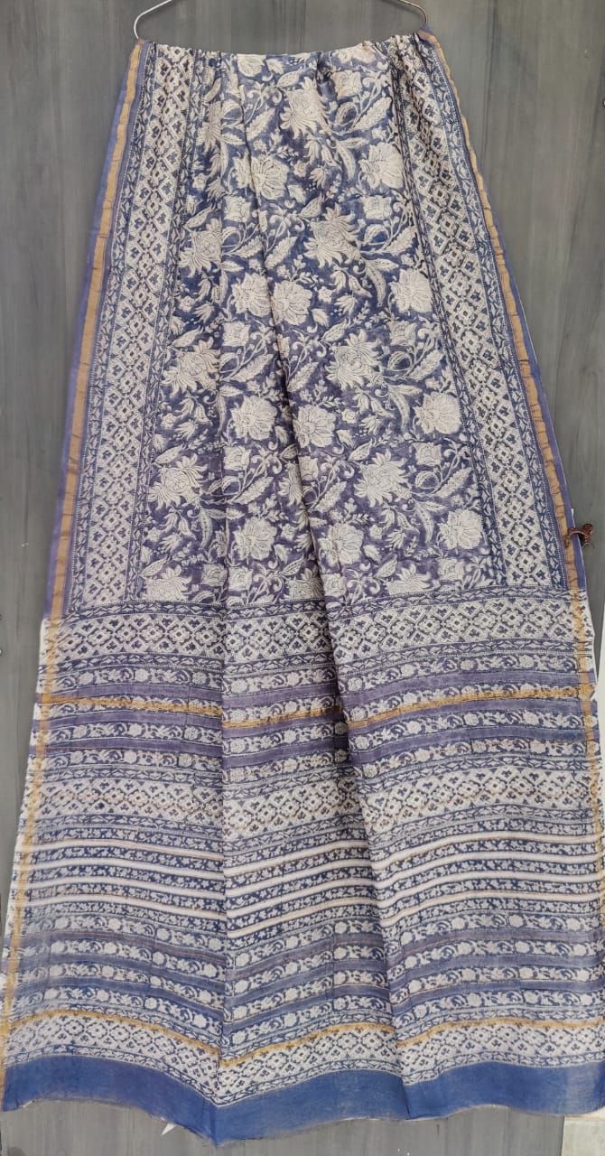 Beautiful Hand Block Printed Chanderi Silk Cotton Saree