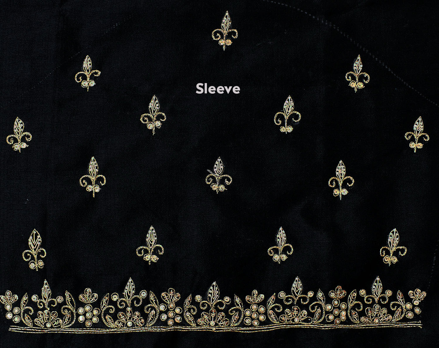 Intricate & Detailed Hand Zardozi, DaBka, Aari , Pearl & Sequin work Blouse Fabric on Art Silk Fabric