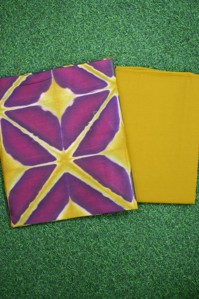 Stunning Hand Crafted Clamp Dyed Chanderi Kurta & cotton pant Unstitched sets