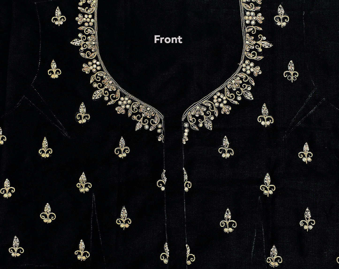 Intricate & Detailed Hand Zardozi, DaBka, Aari , Pearl & Sequin work Blouse Fabric on Art Silk Fabric